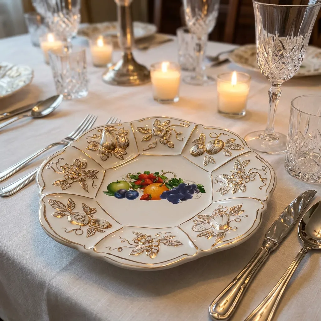 Serving Dish "Fruits" (with Gold Accents) thumbnail 2