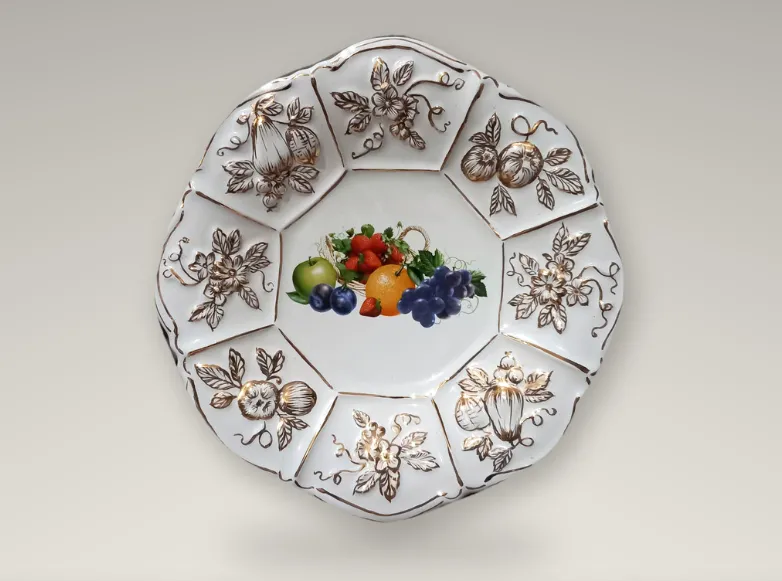 Serving Dish "Fruits" (with Gold Accents)
